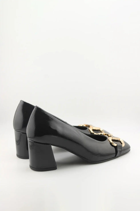 DFC Relax Patent Square-Toe Block Heel Loafers